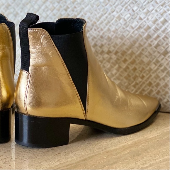 ACNE STUDIO JENSEN METALLIC LEATHER ANKLE BOOTS - Picture 2 of 9